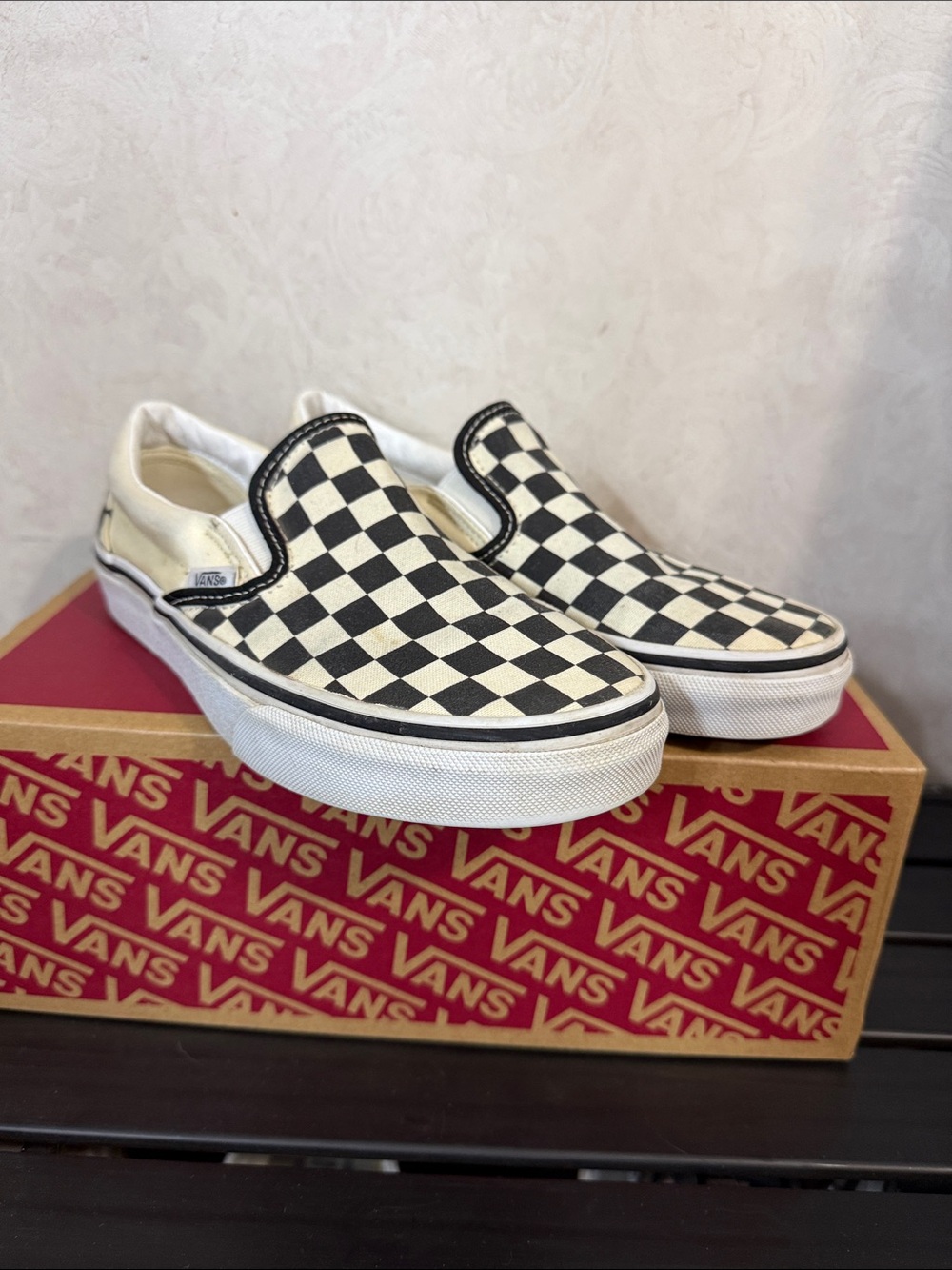 Vans Checkerboard Slip-Ons in Black and White